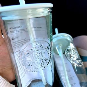 💚♻️NEW Starbucks 2023 Recycled Core Mint Glass Triangle Cold Cup Tumbler ♻️💚